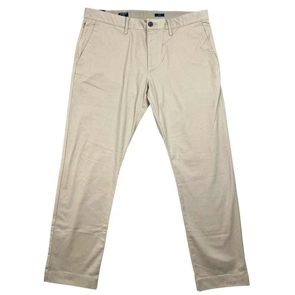 J Crew Chino Pants Mens 36x30 Khaki Slim TruTemp365 British Office Casual BZ109